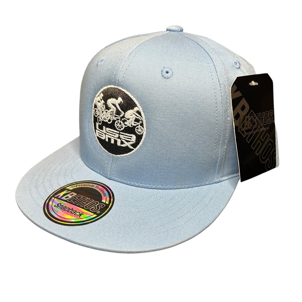 KBETHOS USA BMX Snapback Hat Light Blue Flat Bill Adjustable KNW1467 NWT Mens